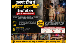 जलगांव जिले में तड़ीपार अपराधियों के घरों की जांच, पुलिस की सख्त कार्रवाई जारी